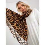 Fashion Hunters Camel and black women's scarf with an animal pattern | Shoptok.si