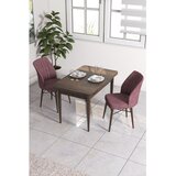 Hanah home trpezarijski set Arp, sto i 2 stolice, ploča u dekoru drveta Baroque, puder roze tkanina Babyface | Eponuda.com