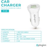  Auto punjač Plugi PI-35 5V 2.4A 2xUSB sa iPhone Lightning kabel | ePonuda.com