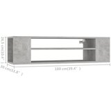 Viseći TV ormarić boja betona 100x30x26,5 cm konstruirano drvo | Eponuda.com
