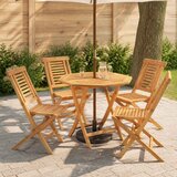  5-dijelni sklopivi vrtni bistro set Prirodna Čvrsto teak drvo Slike