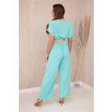 Kesi Włoski Overalls with a decorative belt at the waist light mint | shoptok.hr