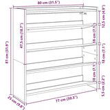 vidaXL Regal za čevlje siva sonoma 80x25x81 cm inženirski les | Shoptok.si