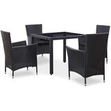  5-dijelni vrtni blagovaonski set od poliratana crni Crna Dužina stola 90 cm | shoptok.hr