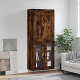 vidaXL Visoka komoda dimljen hrast 69,5x34x180 cm inženirski les | Shoptok.si