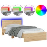  Okvir kreveta s uzglavljem LED boja hrasta sonome 100 x 200 cm | shoptok.hr