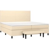vidaXL Box spring postelja z vzmetnico krem 200x200 cm blago, (20851597) | Shoptok.si