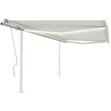 vidaXL Ročno zložljiva tenda z LED lučkami 4x3 m krem | Shoptok.si