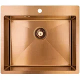 Inox sudoper Marmara sa sifonom, bakreni, 51x59 cm