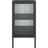  Komoda crna 70 x 35 x 70 cm od stakla i čelika | shoptok.hr