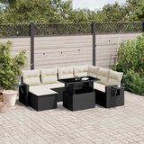 Maison Chic Seti vrtnega pohištva - Vrtna garnitura - Vrtni pohištvo set 9-delna z blazinami črn poli ratan, (21798085) | Shoptok.si