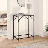 Maison Chic konzolna miza - miza ob steni s črno stekleno površino 60x35x81 cm jeklo, (21786019) | Shoptok.si