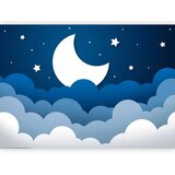  Foto tapeta - Moon dream - clouds on a dark blue sky with stars for children 100x70 Standard | shoptok.hr