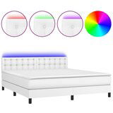 The Living Store Box spring postelja z vzmetnico LED bela 160x200cm umetno usnje - Box Spring Postelja, (21521032) | Shoptok.si
