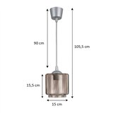  Brilagi-LED Visilica na sajli R GLASS 1xE27/60W/230V prečnik 15 cm srebrna/zadimljeno bež | Eponuda.com