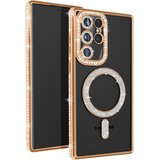 AVIZAR Diamantno ohišje za Samsung Galaxy S23 Ultra MagSafe Contour Strass, Zlata, (5000016488) | Shoptok.si