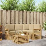  Set vanjskih sofa 5 pcs Bijela i bež 59 x 59 x 37 cm Poliester | Eponuda.com