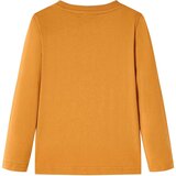 vidaXL Otroška majica z dolgimi rokavi temno oker 104 | Shoptok.si