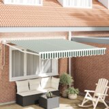 vidaXL ročna retraktibilna tenda z zelenimi in belimi črtami 350x250 cm, zamenjava tkanine za okvir 3.5x2.5 m z zelenimi in belimi črtami | Shoptok.si