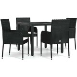  5-dijelni vrtni blagovaonski set s jastucima od poliratana crni | shoptok.hr