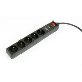 Gembird Surge protector, 5 French sockets, 3 m, black