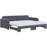 vidaXL Izvlečna dnevna postelja z vzmetnico tem. siva 90x200 cm žamet | Shoptok.si