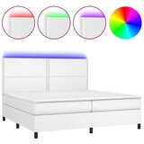 Krevet box spring s madracem LED bijeli 200x200 cm umjetna koža | shoptok.hr