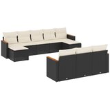  10-dijelni set vrtnih sofa s jastucima crni od poliratana | shoptok.hr