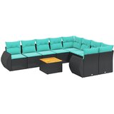 vidaXL Vrtni set od 10 dijelova s jastucima crni poliratan - Crna 2x corner + 2x sofa + 5x middle + table 1 | shoptok.hr