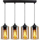 Candellux Lighting Črna viseča svetilka s steklenim senčnikom 10x65 cm Bistro - Candellux Lighting Cene