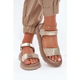 Zazoo Ladies leather sandals on platform gold 40443 | Shoptok.si
