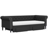  Dnevni krevet na razvlačenje crni 90 x 200 cm od umjetne kože | shoptok.hr