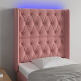 vidaXL LED posteljno vzglavje roza 83x16x118/128 cm žamet Cene
