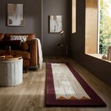 Flair Rugs Bordo rdeč/v naravni barvi ročno tkan volnen tekač 60x230 cm Apex Border Wool – | Shoptok.si