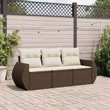 vidaXL 3-dijelni set vrtnih sofa s jastucima smeđi od poliratana | shoptok.hr
