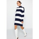 Trendyol Navy Blue Mini Knitwear Stand-Up Collar Sweater Dress | Shoptok.si