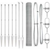 vidaXL Heksagonalna Ograda 1.2x10 m Pocinčani Čelik, Ograda Stupci s Oštricom 7 kom Ø32 mm 140 cm Pocinčani Čelik | shoptok.hr