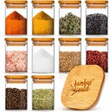 Klarstein Kvadratni kozarci, bambusov pokrov, 10 kosov, vsak 150 ml, nepredušno | Shoptok.si