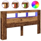 vidaXL led posteljno vzglavje starinski les 180x18,5x103,5 cm inž. les, (21653141) Cene