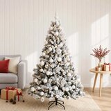  Umjetno božićno drvce s kuglicama 150 cm 150 LED lampica - Zelena i bijela 150 cm s LED žaruljama i bijelim kuglicama | shoptok.hr