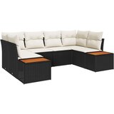  Set za vrtni kauč od 6 dijelova s jastučićima crni poli ratan acacia | shoptok.hr