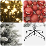  Umjetno božićno drvce s kuglicom 150 cm 150 LED lampica - Zelena i bijela 150 cm s LED-ima i crvenim lopticama | shoptok.hr