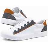 Ombre Men's short sneakers with contrasting inserts - white Cene'.'