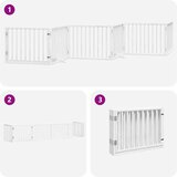  Vrata za pse s vratašcima 6 panela sklopiva 480 cm drvo topole Bijela 80 x 60 x 2 cm | Shoptok.si