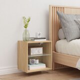The Living Store Noćni ormarić s LED svjetlima zidni boja hrasta sonome | shoptok.hr
