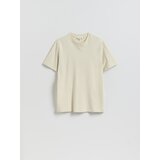Reserved Regular fit majica kratkih rukava s mješavinom lana - krem | shoptok.hr