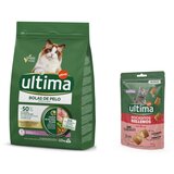  2,5 kg Ultima + 60 g Ultima Snacks punjeni zalogajčići s govedinom gratis! - Hairball puretina Cijene