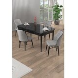 Hanah home Rasklopivi trpezarijski sto i stolice (5 delova) Uzi Black Marble Grey | Eponuda.com