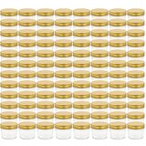 vidaXL Stekleni kozarci z zlatimi pokrovi 96 kosov 110 ml, (20721553) | Shoptok.si
