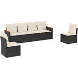  6-dijelni set vrtnih sofa s jastucima crni od poliratana | shoptok.hr